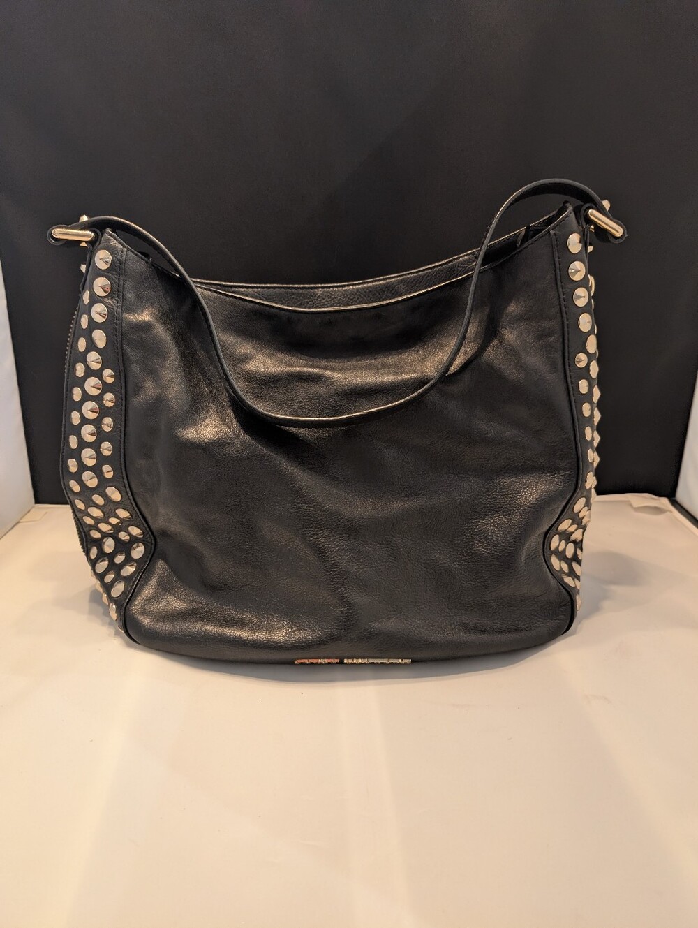 Juicy Couture Vintage Y2K Black Leather Studded Hobo Bag